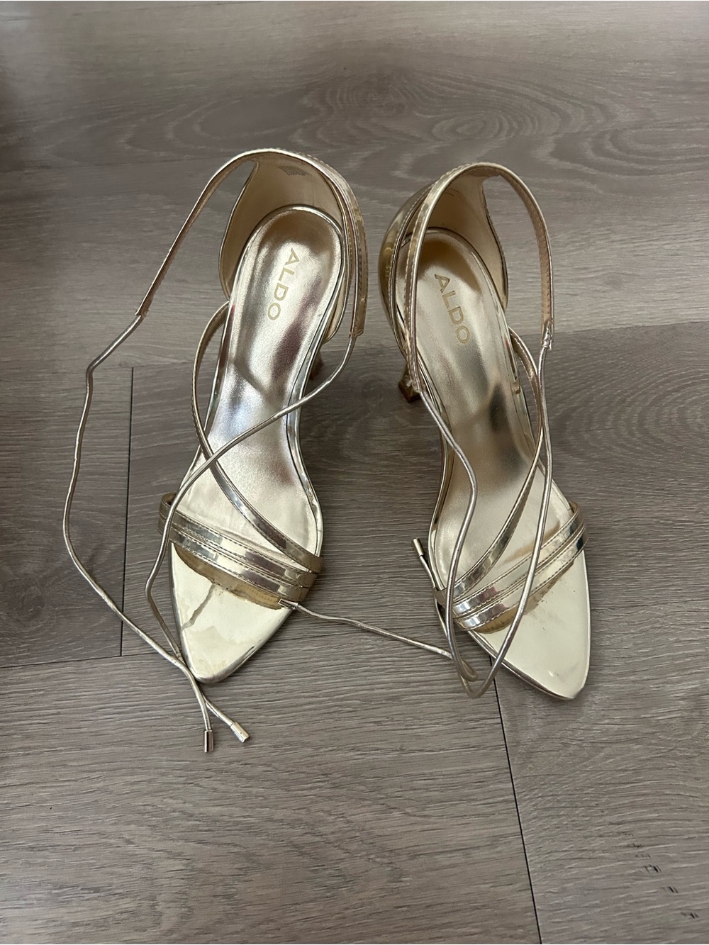 ALDO Women's Metallic Gold Strappy Heels